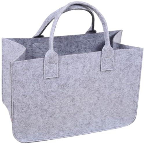 ToKinCen groß Hochwertige Einkaufstasche faltbar | eleganter Picknickkorb | Filztasche Shopper | modische Shopping Bag | Faltbar Filz Einkaufskorb mit rutschfeste Griffe(Hellgrau)