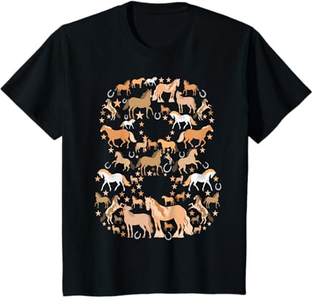 Little Girls 8 Years Old 8th Birthday Horse Graphic Cute T-Shirt