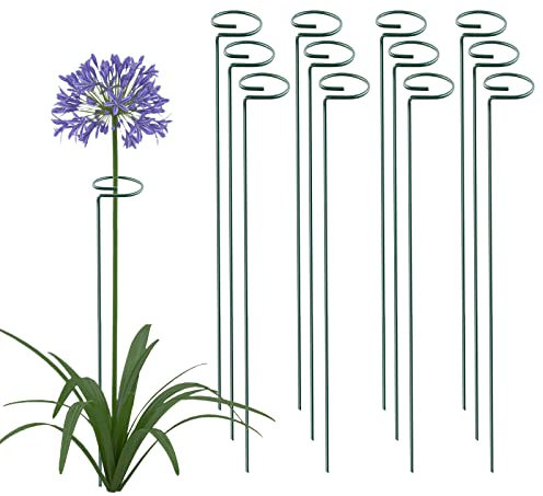 Thealyn 12 Stück 91,4 cm Pflanzenstützstäbe, Metall, einstielige Blumenstützreifen, Gartenpflanzen, Pflanzenrequisite für Amaryllis, Orchidee, Lilie, Rose, Pfingstrose, Tomaten, Gladiolen