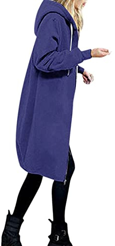 2023 Sudadera con Capucha y Cremallera Abrigo Chaqueta Tops 2023 Chaqueta con Capucha Sudadera Larga Abrigo con Capucha Ropa Exterior Largo Con Capucha y Cremallera, 3-lila, L
