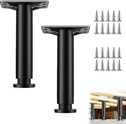 Rakiuty Gambe per Mobili,20cm-35cm Piedini per Mobili Regolabili Altezza,Piedini Regolabili per Mobili,Piedini per mobili per Armadietto,Divano,Tavolo,Letto Gambe,2 Pezzi,Nero
