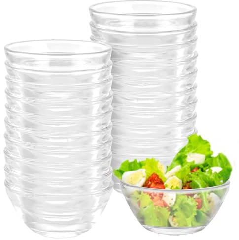 ZOFUN 20 cuencos para salsas de 6 cm de diámetro, cuencos de cristal, cuencos de postre de 30 ml, vasos de postre, cuencos para aperitivos, salsa de soja, sushi, cuencos de cristal para mermelada