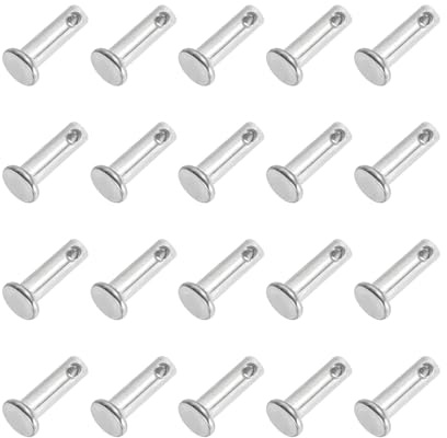 PATIKIL 4 x 12 mm Single Hole Clevis Pins 20 Pcs 304 Stainless Steel | Flat Head Pin for Hitch Pin Lock Link Hinge Systems,Silver