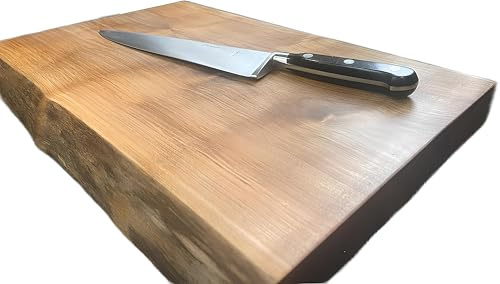 Urban Reclamation Waney Edge Oak Chopping Board - Live Edge Cutting Board - Handmade James Martin Style with Rubber Feet (40cm x 20cm x 4cm)
