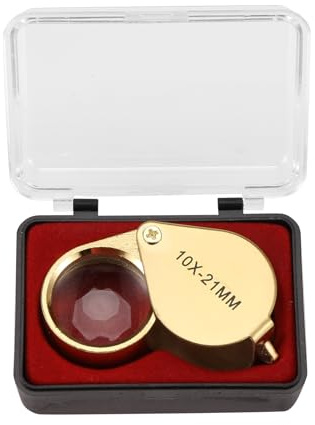 Asuinxurr Loupe d'horloger avec compartiment - 10 x 21 mm - Loupe de poche - Doré