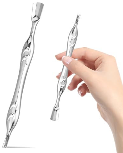 Cuticle Pusher with Fork, 2 in 1 Cuticle Trimmer Cuticles Remover cuticles Cutter Stainless Steel Nail Pusher Tool Nail Care Nails Prep Nails Accessories for Manicure Pedicure Art (1 Pcs,Silver)