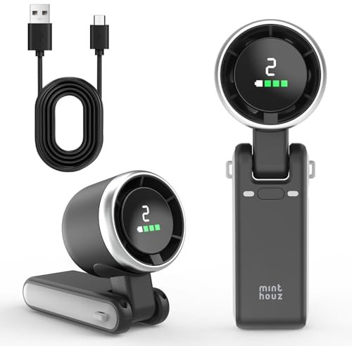 Minthouz Portable Handheld Fan, 5 Gears Wind Foldable Turbo Mini Fan, 3600mAh USB-C Rechargeable Battery Operated Fan with Display Electricity & Speed in Real Time for Travel/Outdoor/Home/Office