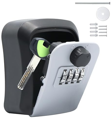 Generico Cassetta Chiavi con Codice - Cassaforte da Esterno con Codice per Chiavi - Serratura a 4 Cifre per Uso Domestico, Ufficio o Affitti Brevi