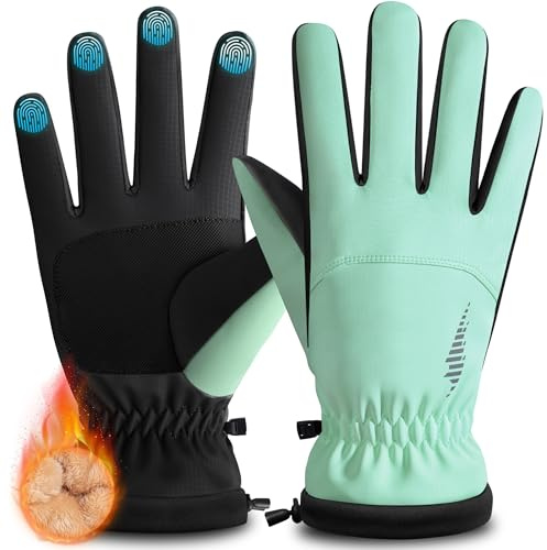 rivmount Winter Waterproof Ski Snow Warm Gloves Women Men, Windproof Cold Weather Thermal with Touchscreen Fingers, for Running Driving Cycling Hiking Biking Outdoor Sports Daily Work (Blue Light, M)