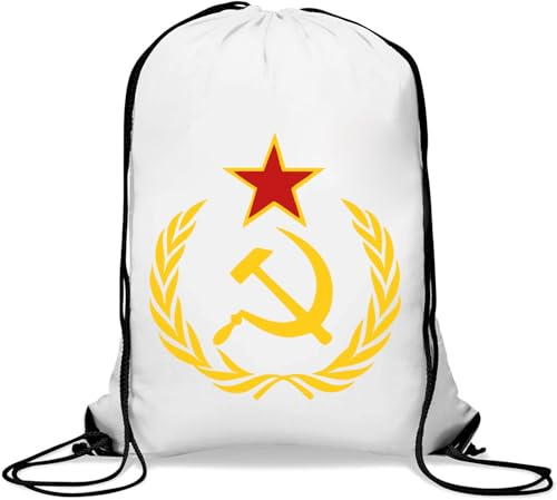 Soviet Union Hammer and Sickle Gym Sack Casual Drawstring Bag White
