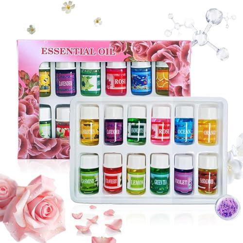 Juego de aceites esenciales: colección aromas solubles en agua 12 botellas, mezclas fragancias premium larga duración para difusores y terapia spa | Kit relajante jabón, vela, artesanía, sueño,