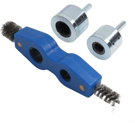 Yuanpgky Nettoyeur de tuyaux en cuivre pour perceuse avec brosse à batterie 4 en 1 à double tête, poignée hexagonale pour nettoyage de tubes métalliques de 15 mm et 22 mm, compatible avec perceuses