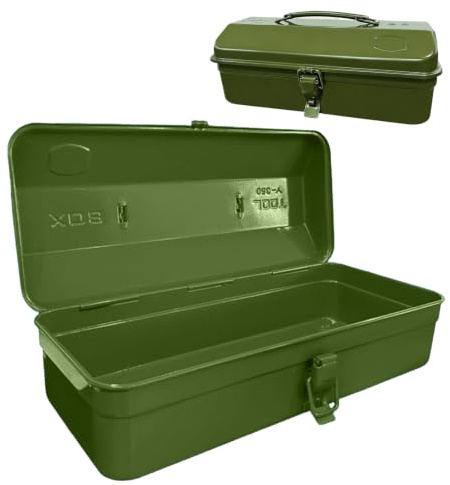 Caisse à outils multifonction avec boucle de serrure, 37 × 16 × 12 cm, vide, grande boîte à outils, robuste et durable, avec poignée de transport, boîte à outils pour le rangement, le transport des