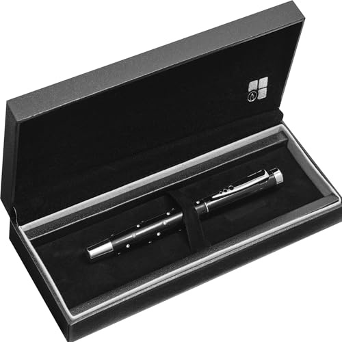 Luxus Metall Füllfederhalter mit Iridium-Point-Feder Klavierlack-Optik Crystallized mit 24 Swarovski® Kristallen mit Tintenpatrone & Etui Eleganter Füller Stift, Geschenkidee Damen & Herren