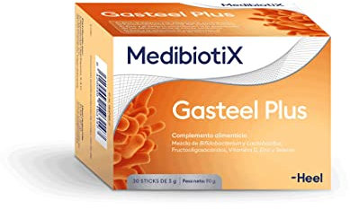 MedibiotiX - Gasteel Plus, Complemento Alimenticio con Prebióticos, Probióticos con BPL1 y Vitamina D, Contribuye a la Salud y Molestias Digestivas, Celíacos o Colon Irritable - 30 Sticks
