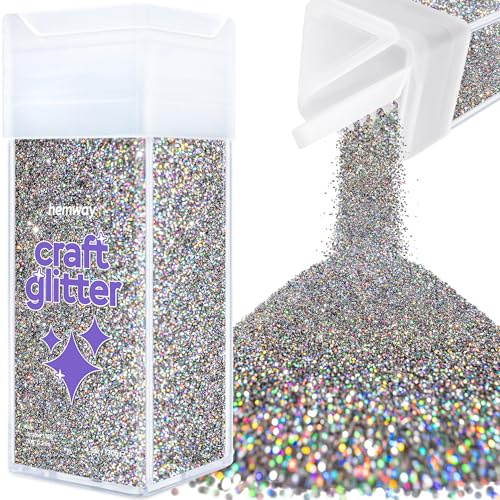 Hemway Craft Glitter Shaker Gun Metal Grey Holographic 130g Ultrafine | for Resin & Epoxy Crafts, Christmas Art Supplies, Nail, Body, Face, Eye, Festival, Crafting, Slime, Sparkle