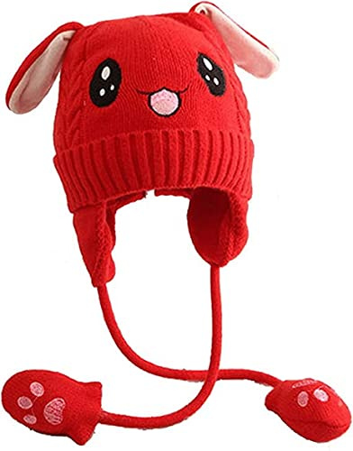 AOOPOO Berretto Invernale Caldo e Spesso in Peluche per Bambini da 1 a 10 Anni, Cappello Ricamato a Maglia con Orecchie Che muovono l'airbag