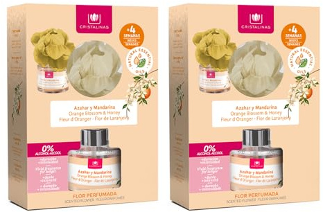 CRISTALINAS | Pack 2 Ambientador Flor Perfumada | Aroma Azahar | Larga Duración 4 Semanas | 2x40ml | 0% Alcohol