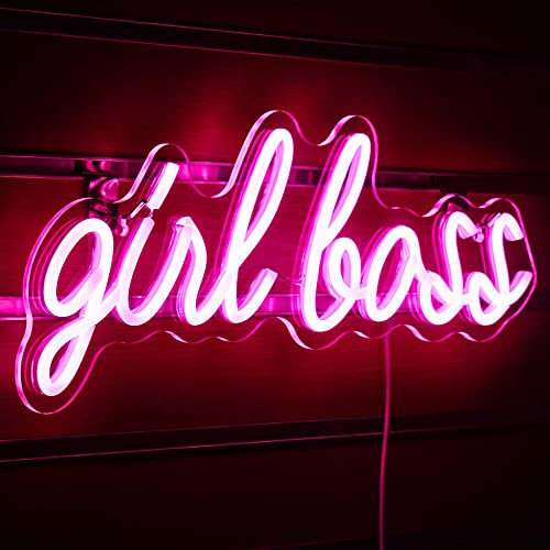 Lotvic Insegne al Neon Girl Boss, Scritta Neon da Parete, Neon Light Girl Boss, Insegne al Neon a LED, LED Neon Sign Night Light, Alimentata da USB Insegne Luminose Neon per Camera da Letto Bar Club