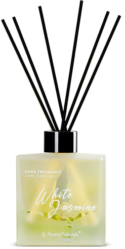 Aroma Naturals Diffuseur de roseaux 100 ML, Parfum d'intérieur Longue durée, Diffuseurs de roseaux Coffret Cadeau pour Femme, Jasmin Blanc