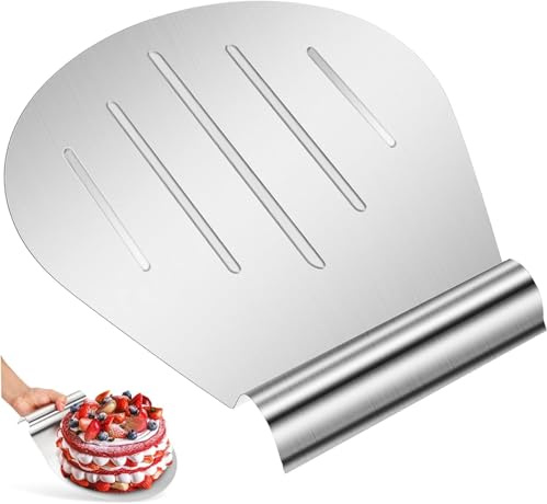 PacuM 26cm Pala per Pizza in Acciaio Inox Pala per Pizza Paletta per Torta Sollevatore di Pizza Pala Pala Rotonda per Pizza Teglia Solleva Torte con Impugnatura，Adatta per Gestire Torte a Strati