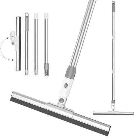 Floor squeegee,140cm Long Handle Professional Squeegee Broom with 3 Part Water Slide Shower Squeegee Window Squeegee Water Wiper Best for Washing, Drying, Bathroom, Wet Room, Floor-Grey