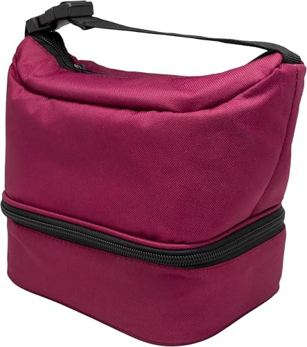 Nerthus FIH 1497 fiambrera térmica tipo bolso negra doble compartimento interior aislante con asa ideal para trabajo oficina