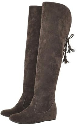 Generisch Bottes pour femme - Confortables - En daim - Élégantes - Plates - Bottes western - Bout rond - Hautes - Couleur unie - Longue tige - Bottes pour femme - Bottes d'hiver, marron, 39 EU