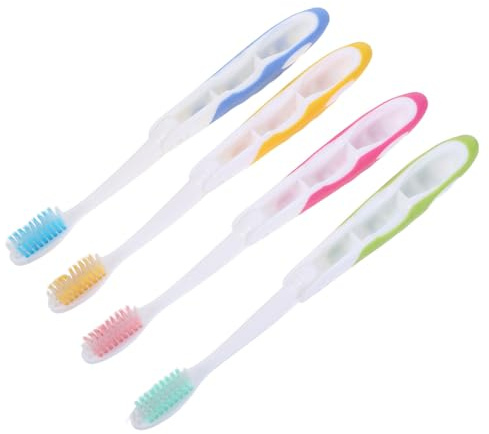 iplusmile Lot de 4 Brosses à Dents Pliables de Voyage avec Poils Souples Compactes et Légères Brosses à Dents Portables pour Hôtel Camping et Soins Bucco-Dentaires en Déplacement