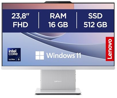 Lenovo IdeaCentre Computer desktop All-In-One, Display 24 FHD, Intel Core Ultra 5 226V, 512GB SSD, RAM 16GB, Altoparlanti Harman, WiFi 6, Windows 11 H, Tastiera + Mouse Wireless