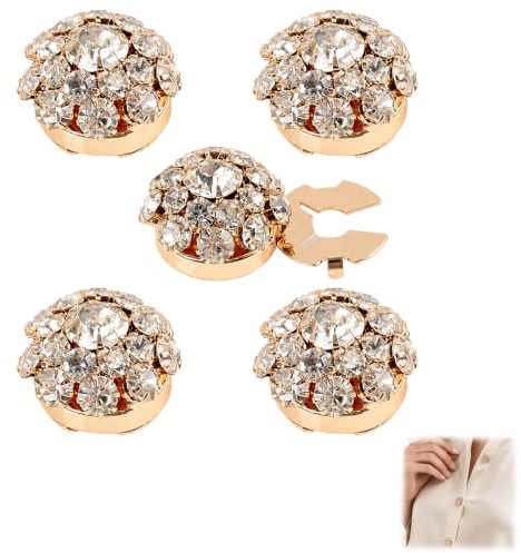 Lote de 5 fundas de botones con diamantes de imitación desmontables, cubre botones para camisa de mujer, brazalete para hombre, decoración para vestido, disfraz, ahumado, vacaciones