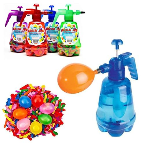 FVPKYUR 1,5 l vattenballongpump, pump för ballonger med 500 ballonger | vattenbomber, fyllningsflaska, vattenluftballong-pumpset, vattenbomber, pumpar, sommar, utomhus, vattenleksaker