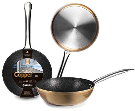 IBILI - Bratpfanne Natura Copper, 28 cm, Aluminium, Anti-Haft-Beschichtung im Stein-Stil, geeignet für Induktion