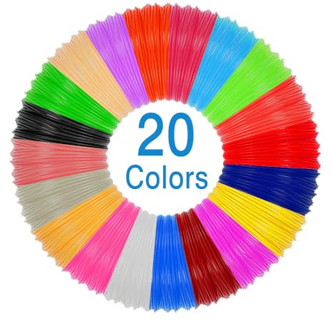 Ricariche Per Filamenti Per Penna 3D Pla 20 Colori Filamento Per Penna Per Stampa 3D Da 1,75 Mm 16,4 Piedi Per Colore Totale 328 Piedi Per La Penna 3D Più Intelligente