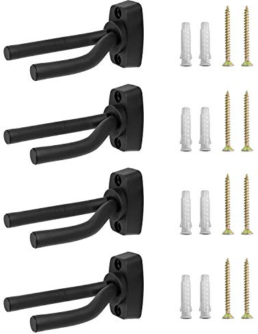 QWORK Colgador de Guitarra, Soporte de Pared Soporte de Gancho para Guitarra, Bajo, Mandolina, Banjo, 4 Piezas