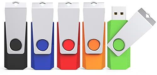 KEXIN USB Stick 16GB 5 Stück Speicherstick USB Mehrfarbig Rotate USB Sticks 2.0 5er Pack Bunt