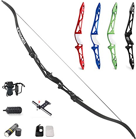SHARROW Bogenschießen Takedown Recurve Bogen 66/68/70 Zoll Jagdbogen Zielübung Wettbewerb Bogen Aluminiumlegierung Riser 12lbs-40lbs Rechte Hand Recurvebogen (68/24lbs, Schwarz)