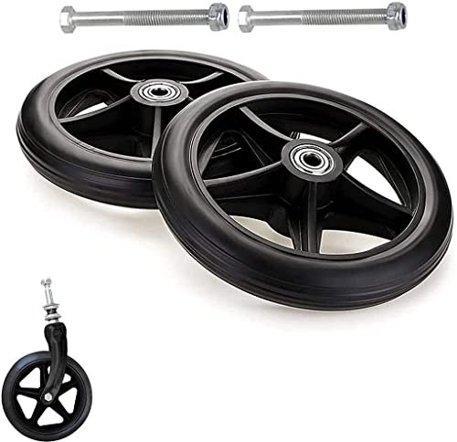 MJZYP 2PCS of 6/7/8 Inch Rubber Wheel Replacement Wheelchair, Walkers' Front Wheels, Anti-Slip Replacement Solid Casters Rollers Wheels Universal Wheelchair Replacement Wheel A,8inch/19cm