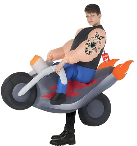 Morph Motorcykel uppblåsbar dräkt för barn – åka på halloweendräkt – blås upp barnkostymer – rolig utklädning, en storlek