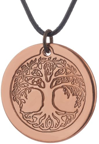 DEMMEX Pure Copper Tree of Life Pendant Necklace for Men and Women, 2.5mm Thick, 1.5 Inches Diameter, Uncoated, Handmade in Turkey - Polish with Salt-Lemon Mix (Copper)