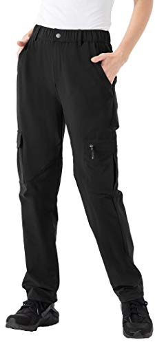 YSENTO Damen Outdoor Wanderhose Wasserdicht Schnelltrocknend Atmungsaktiv Camping Trekkinghose Funktionshose(Schwarz,3XL)