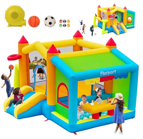 hüpfburg Outdoor mit gebläse hüpfburg Indoor, hüpfburgen Kinder Bounce Castle mit Spielzeug Marktstand Fußball Schießen