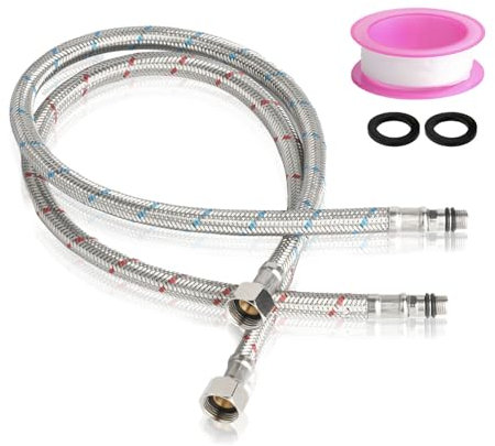 2 Pièces Tuyaux de Raccordement Flexibles Robinets g3/8 - m10-60cm, Rallonge de Tuyau 12/17 (3/8'), Rallonge Lavabo Tubes Tressé Acier Inoxydable pour Cuisine Salle de Bai