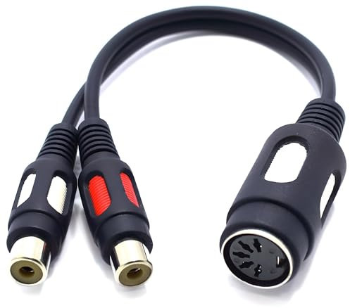 VITALCO DIN Cinch Audio Adapter DIN 5 Pol Buchse auf 2X RCA Dual Cinch Buchse Weiblich auf Weiblich 5-Polig 5 Poliger