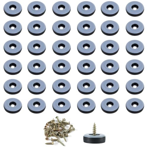 Teflonglidare, 36 stycken teflonglidare för skruvning, Ø 22 mm möbeltassar, med 36 stycken rostfria skruvar, för möbler, fåtöljer, stolsben