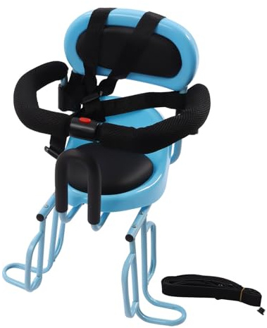 Asiento infantil trasero azul | 6 meses – 6 años con cinturón de seguridad de 5 puntos y marco de acero | universal para bicicleta eléctrica, bicicleta de montaña/bicicletas plegables (hasta 30 kg