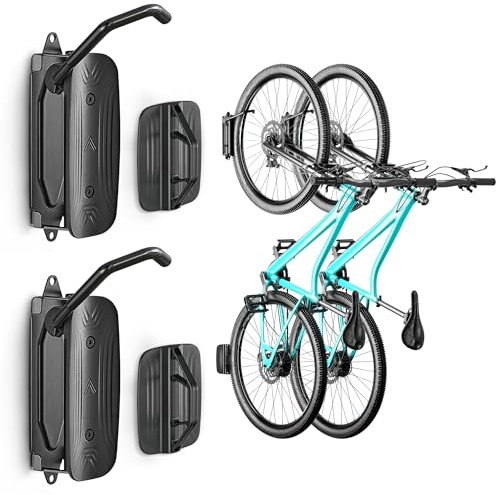 monTEK Lot de 2 supports muraux pivotants pour vélo vertical, peut supporter jusqu'à 30 kg, porte-vélos pour garage, crochets muraux pour VTT et vélo de route