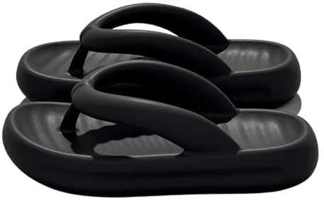 YANG11FAN Ciabatte da doccia Infradito alla moda for donna, con suola spessa e antiscivolo, comode infradito estive da bagno, doccia, spiaggia e tempo libero Facili da pulire(Nero,Alpha Small)