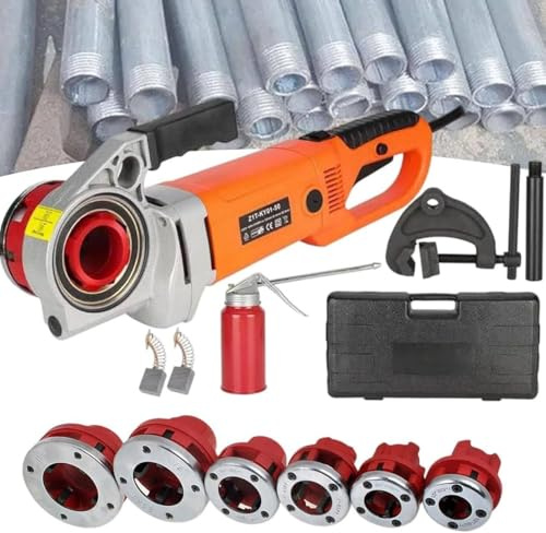 XDLYWUZIQ Filettatrice Elettrica Portatile per Tubi 2300 W Macchina per Filettatura Tubi Industriale con 6 Filiere Macchina per Filettatura Tubi da 1/2-2 6Heads