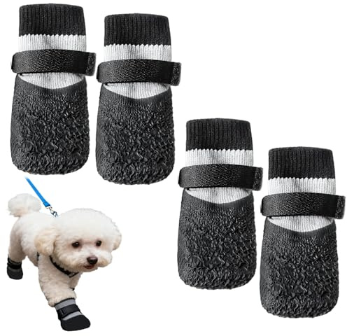 4PCS Non-Slip Dog Shoes for Walking, Dog Boots Waterproof, Paw Protection for Rain, Snow & Hot Pavement, Suitable for Small to Medium Dogs 17-39 lbs